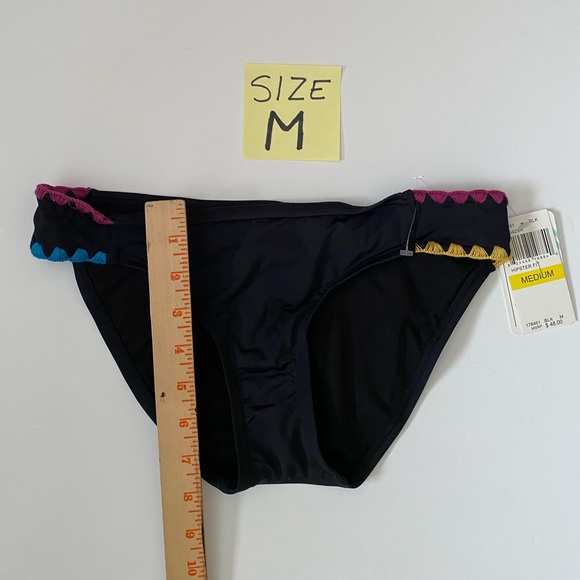 Lucky Brand bikini bottoms black crochet detail swimsuit Hipster bathing M - Picture 2 of 11